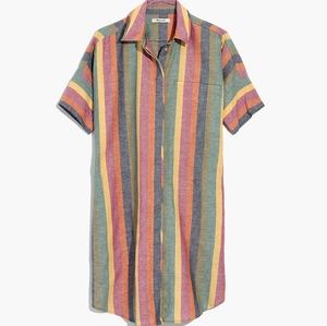 Madewell Courier Shirtdress in Rainbow Stripe